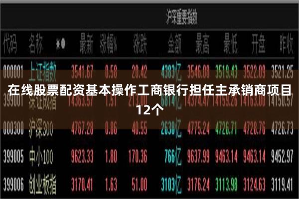在线股票配资基本操作工商银行担任主承销商项目12个